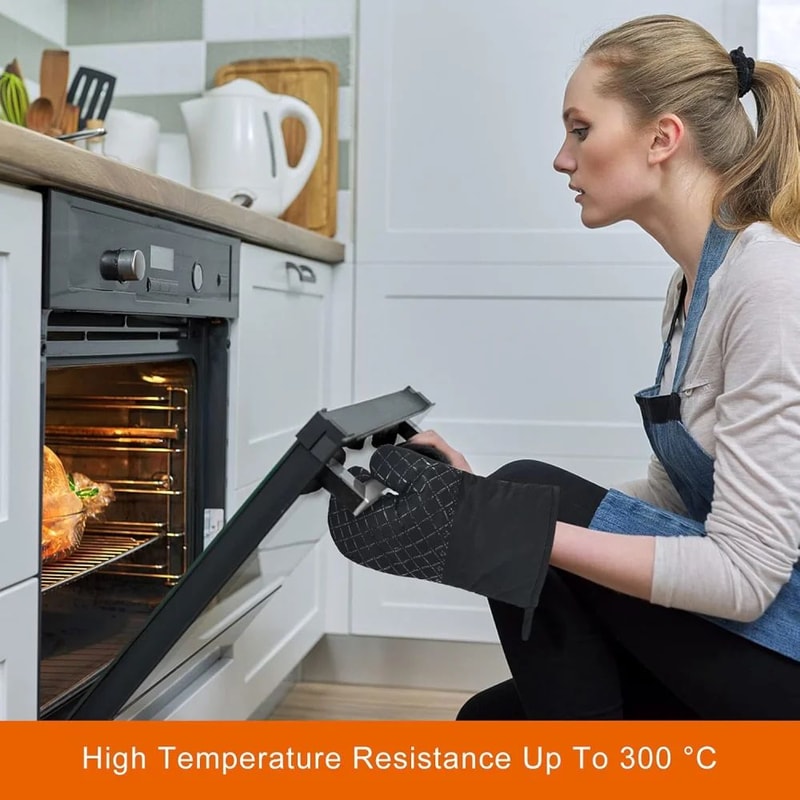 500F Heat Resistant Oven Mitts Pot Holders Set NonSlip Silicone Oven Gloves 4Piece Kitchen Safety 5