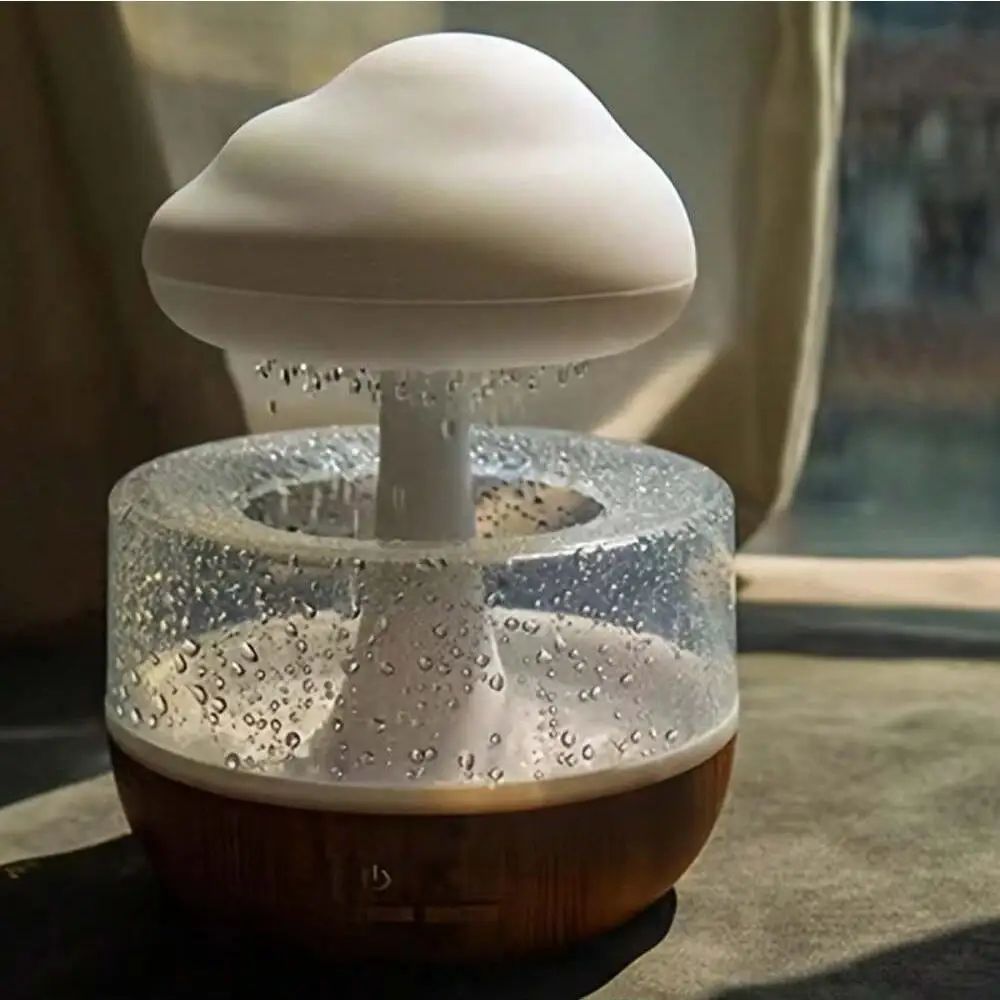 Rain Cloud Humidifier Night Light Mushroom Raindrop Atmosphere Lamp For Relaxing Sleep 0