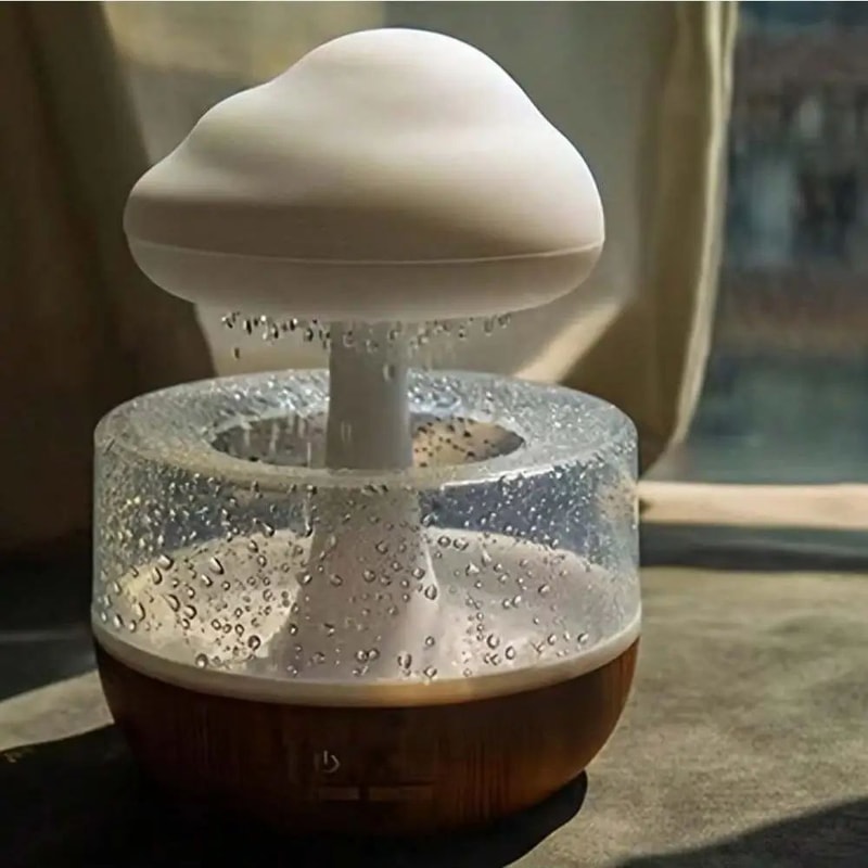 Rain Cloud Humidifier Night Light Mushroom Raindrop Atmosphere Lamp For Relaxing Sleep 0