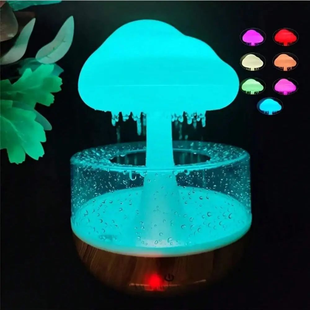 Rain Cloud Humidifier Night Light Mushroom Raindrop Atmosphere Lamp For Relaxing Sleep 2