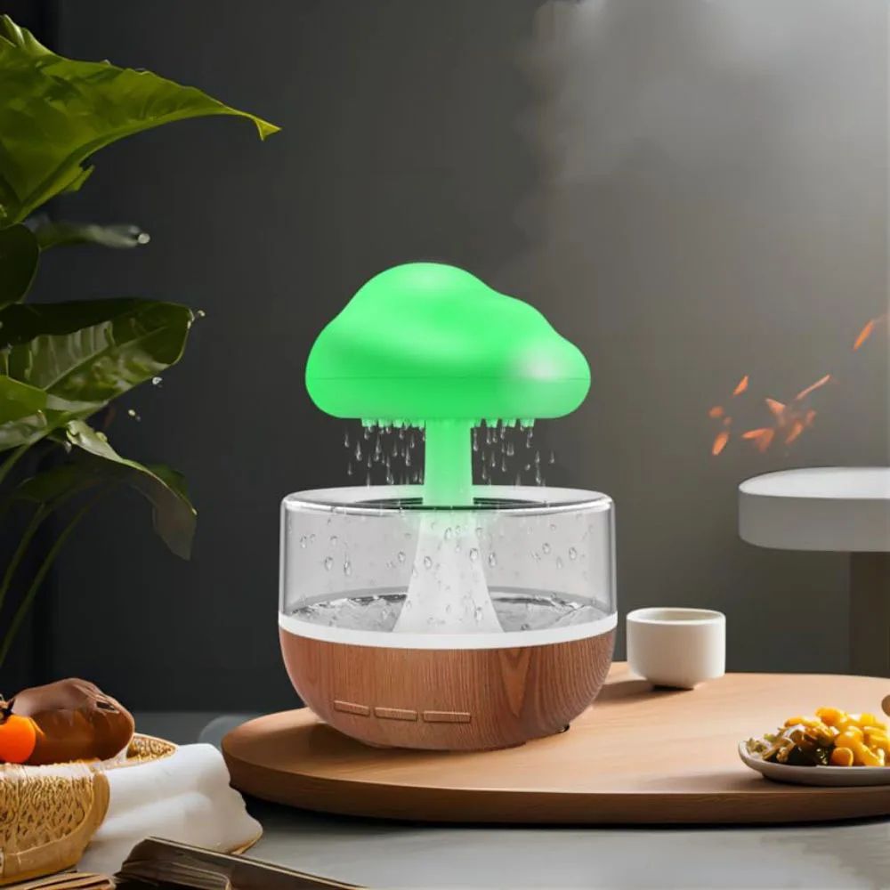 Rain Cloud Humidifier Night Light Mushroom Raindrop Atmosphere Lamp For Relaxing Sleep 3
