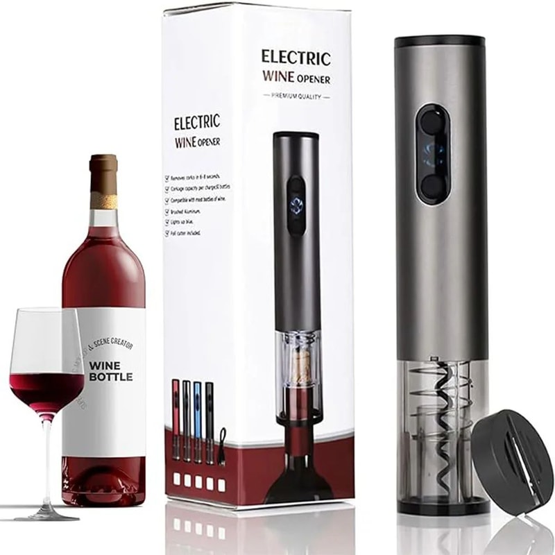 Automatic Rechargeable Electric Wine Opener With Foil Cutter Cordless Cork Removal In Seconds 0