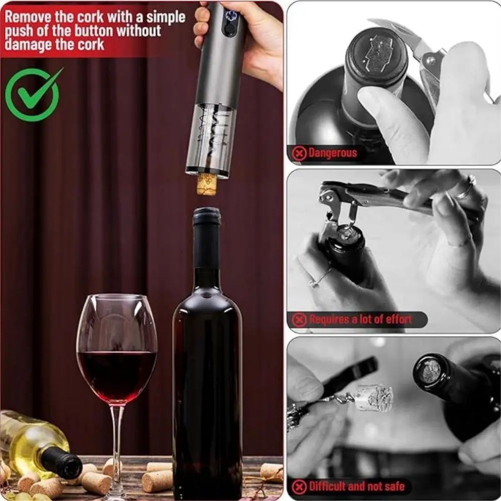 Automatic Rechargeable Electric Wine Opener With Foil Cutter Cordless Cork Removal In Seconds 3