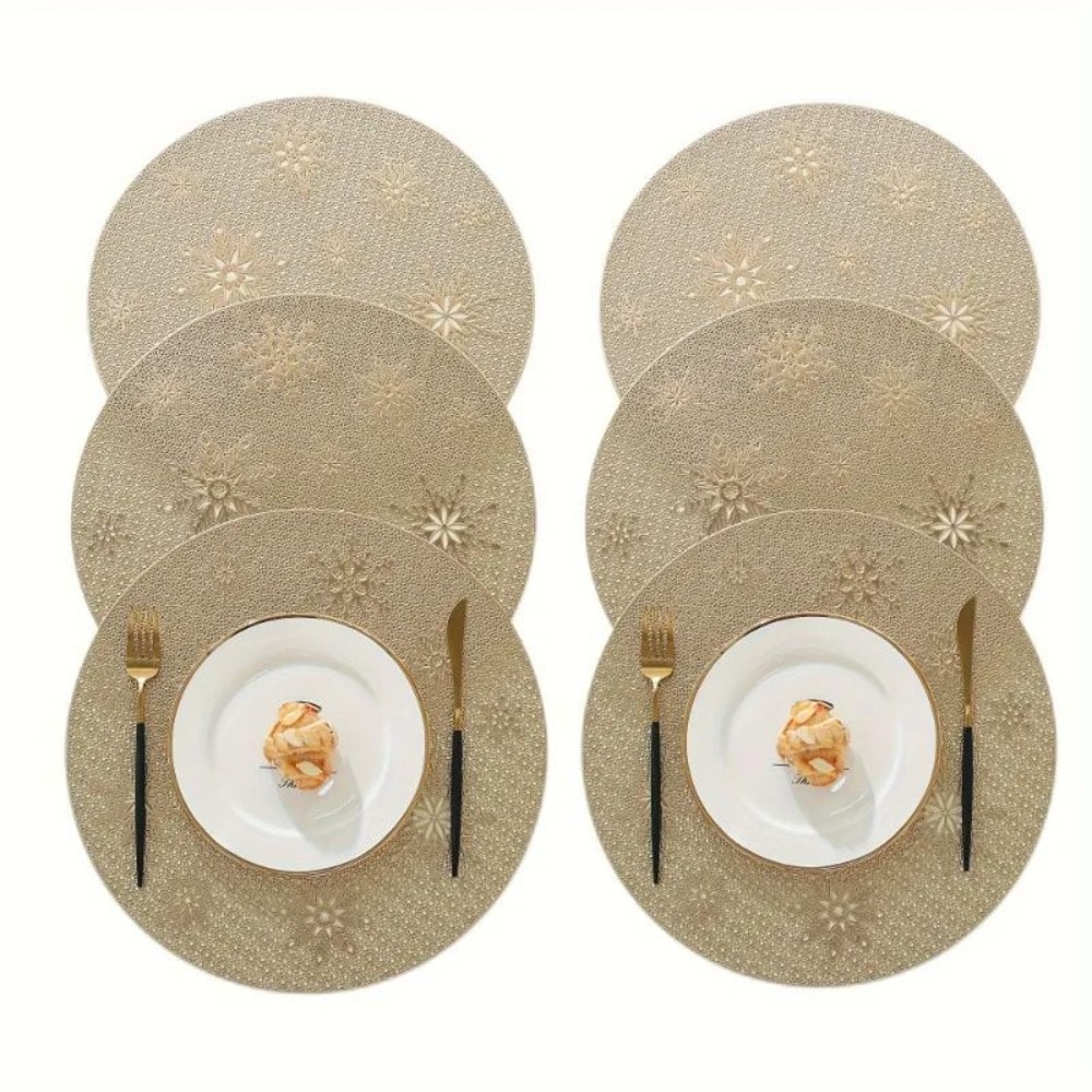 Round PVC Placemats Set Gold Silver HeatResistant NonSlip EasyClean Table Mats For Dining Events 3