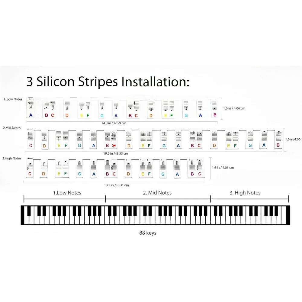Removable Piano Keyboard Stickers For 8861 Keys Reusable Piano Note Labels For Faster Learning Beg 1