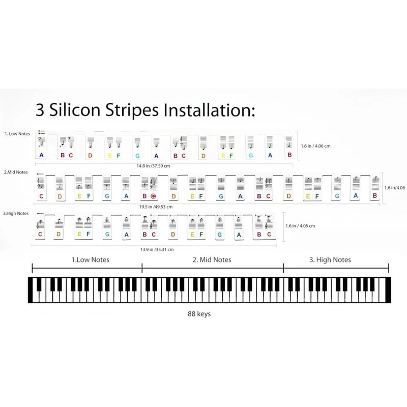 Removable Piano Keyboard Stickers For 8861 Keys Reusable Piano Note Labels For Faster Learning Beg 1