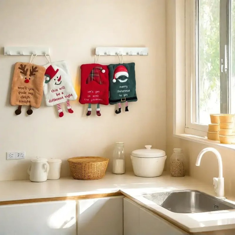 Christmas Hanging Loop Hand Towel Super Soft QuickDry Christmas Hand Towels For Kitchen Bathroom 0