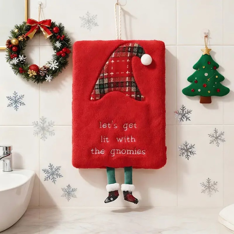 Christmas Hanging Loop Hand Towel Super Soft QuickDry Christmas Hand Towels For Kitchen Bathroom 4