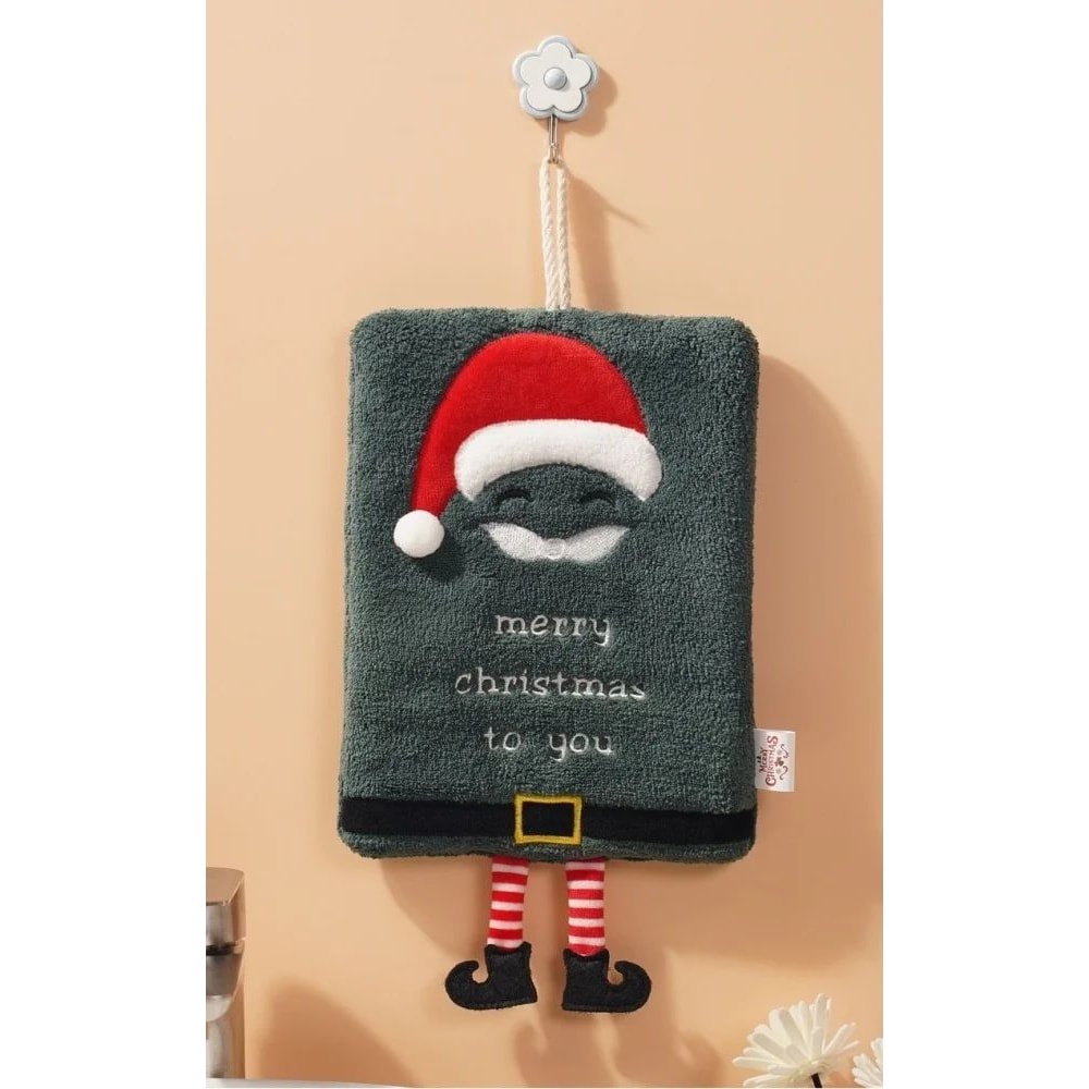 Christmas Hanging Loop Hand Towel Super Soft QuickDry Christmas Hand Towels For Kitchen Bathroom 8