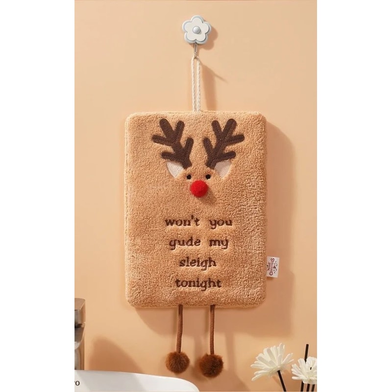 Christmas Hanging Loop Hand Towel Super Soft QuickDry Christmas Hand Towels For Kitchen Bathroom 6