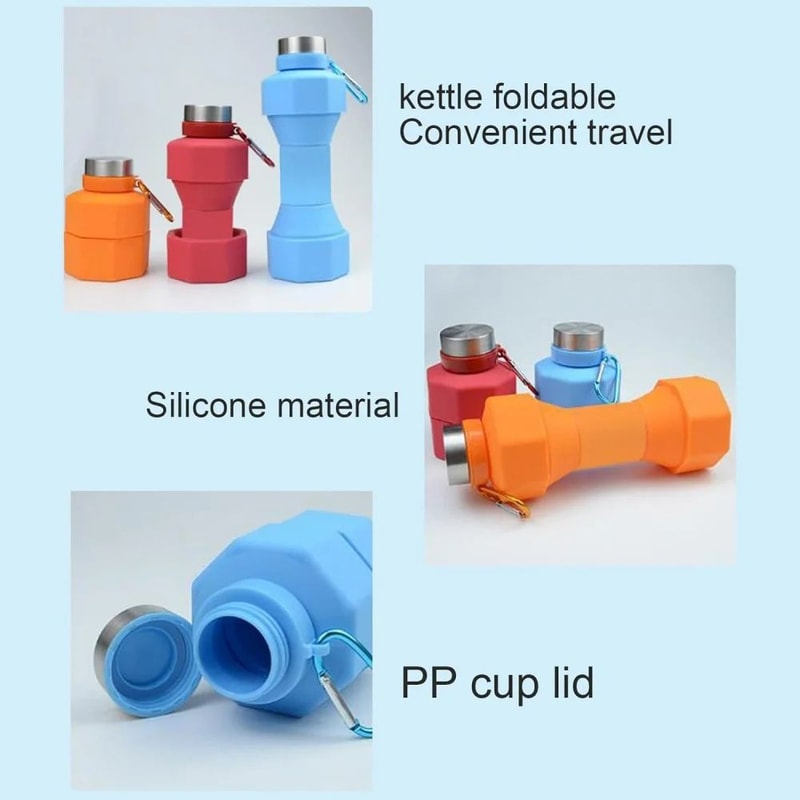 650ml Collapsible Silicone Water Bottle Leakproof Foldable Travel Sports Bottle 3