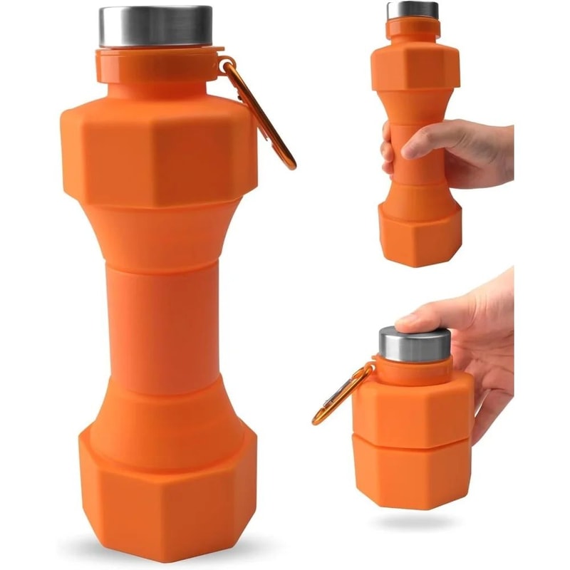 650ml Collapsible Silicone Water Bottle Leakproof Foldable Travel Sports Bottle 7