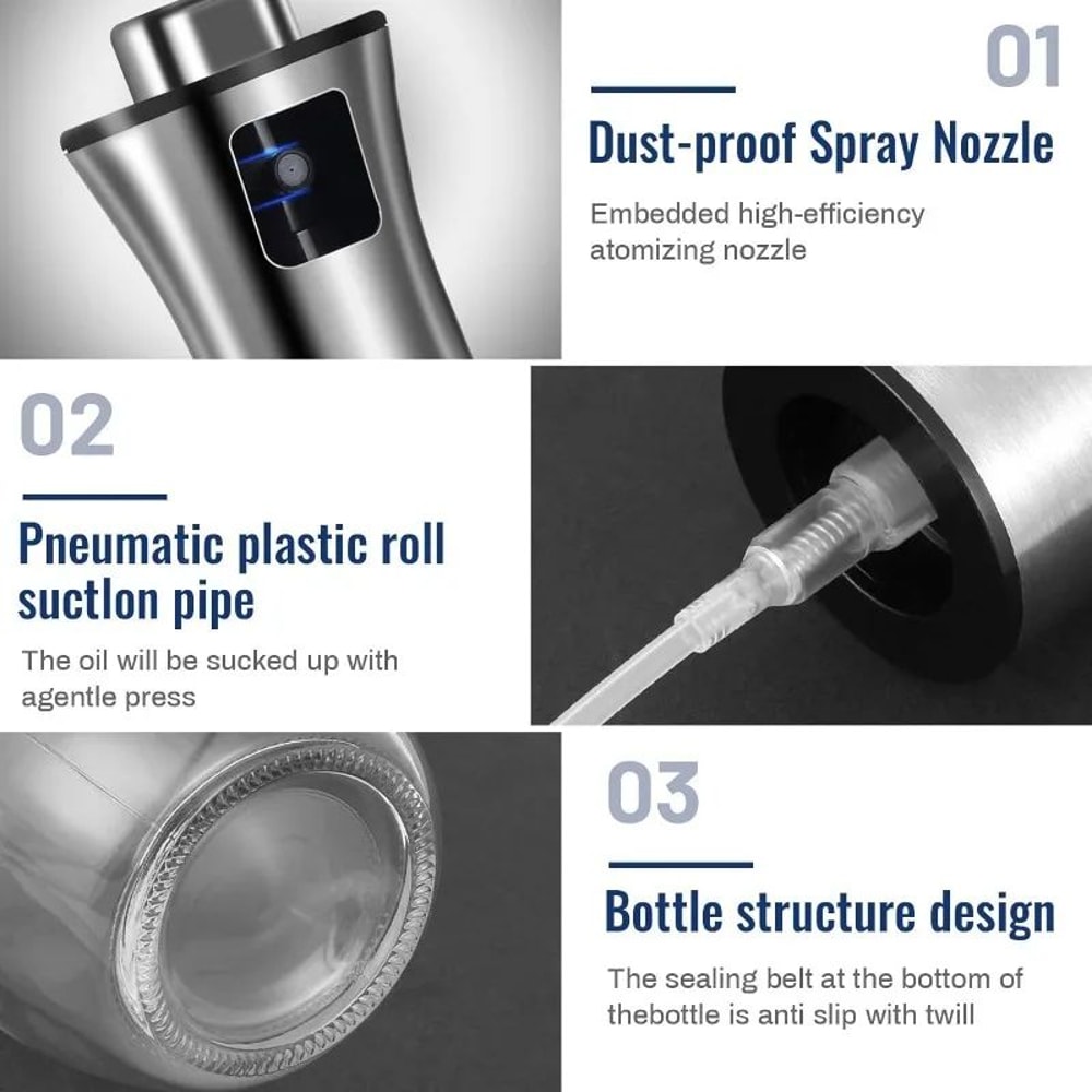 200ml Air Fryer Oil Sprayer Refillable Oil Spray Bottle For Olive Oil Vinegar Cooking Mist Contro 2