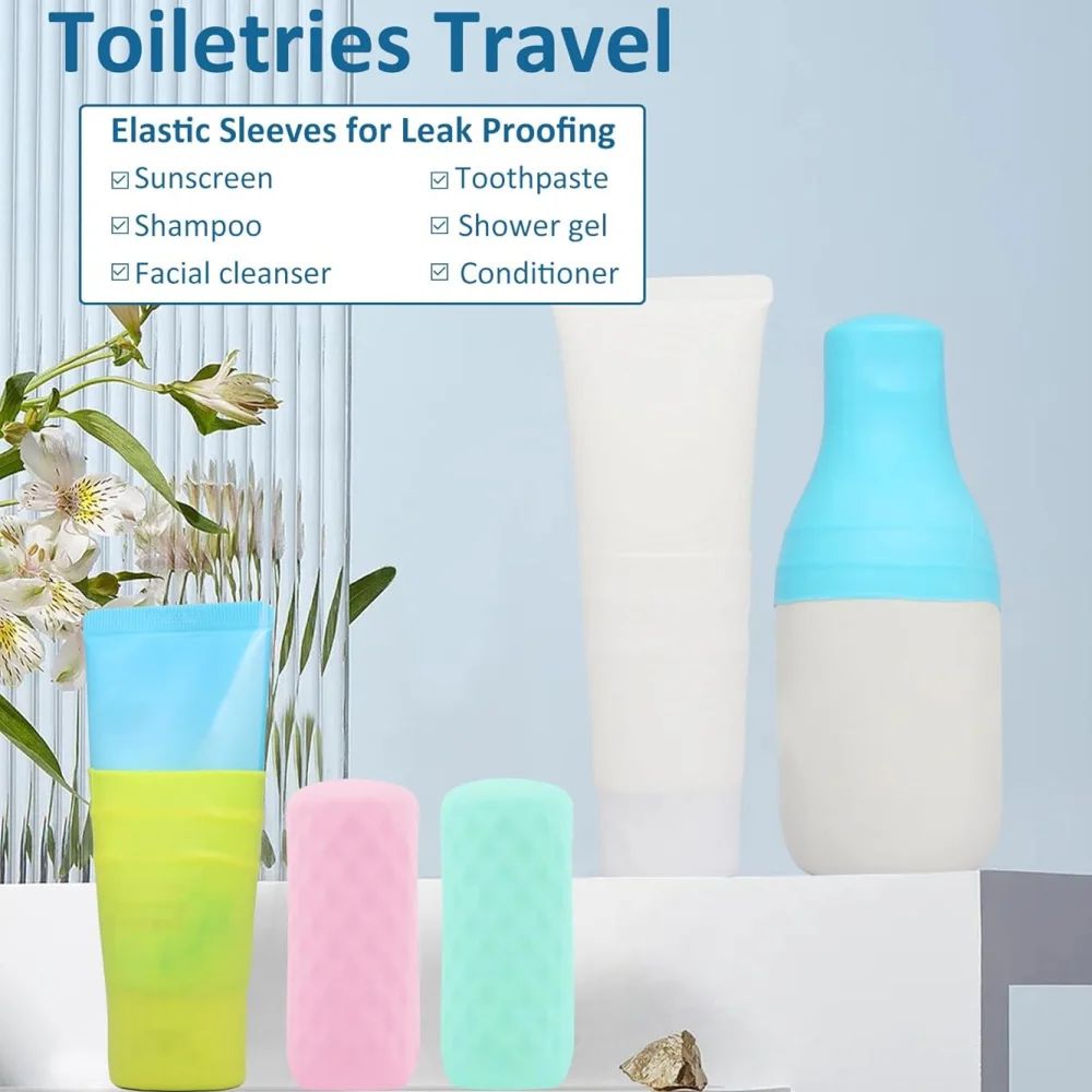 LeakProof Silicone Bottle Caps For Travel Reusable Elastic Covers For Toiletry Bottles 56 Pack 4