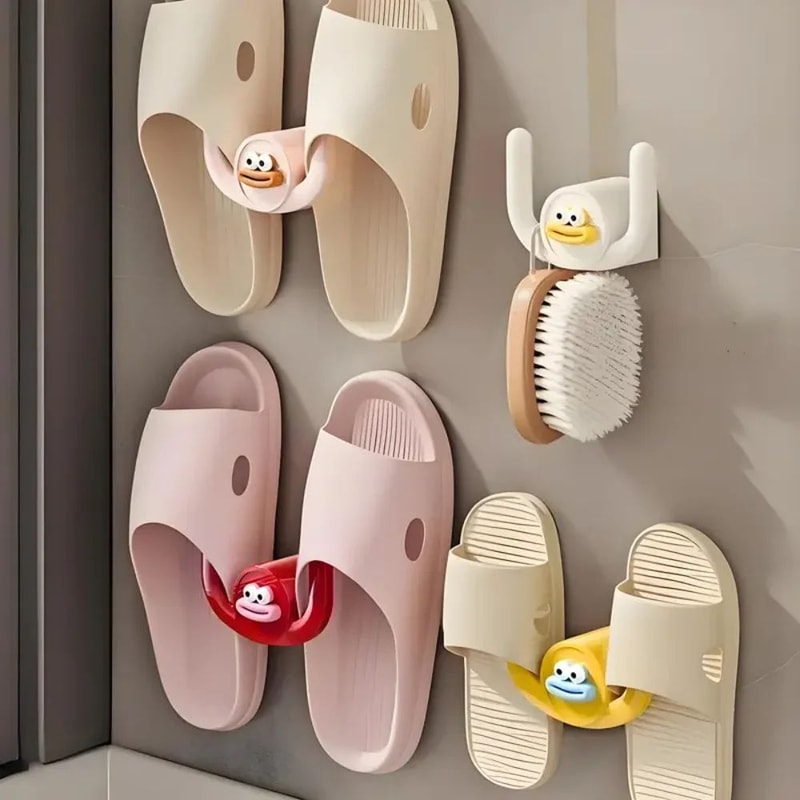 Cartoon WallMounted Bathroom Slipper Rack With Drainage SpaceSaving Shower Storage Organizer 4