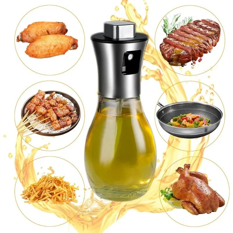 Stainless Steel Oil Sprayer For Cooking 200ml With Funnel Refillable Olive Oil Sprayer For Air Fry 0