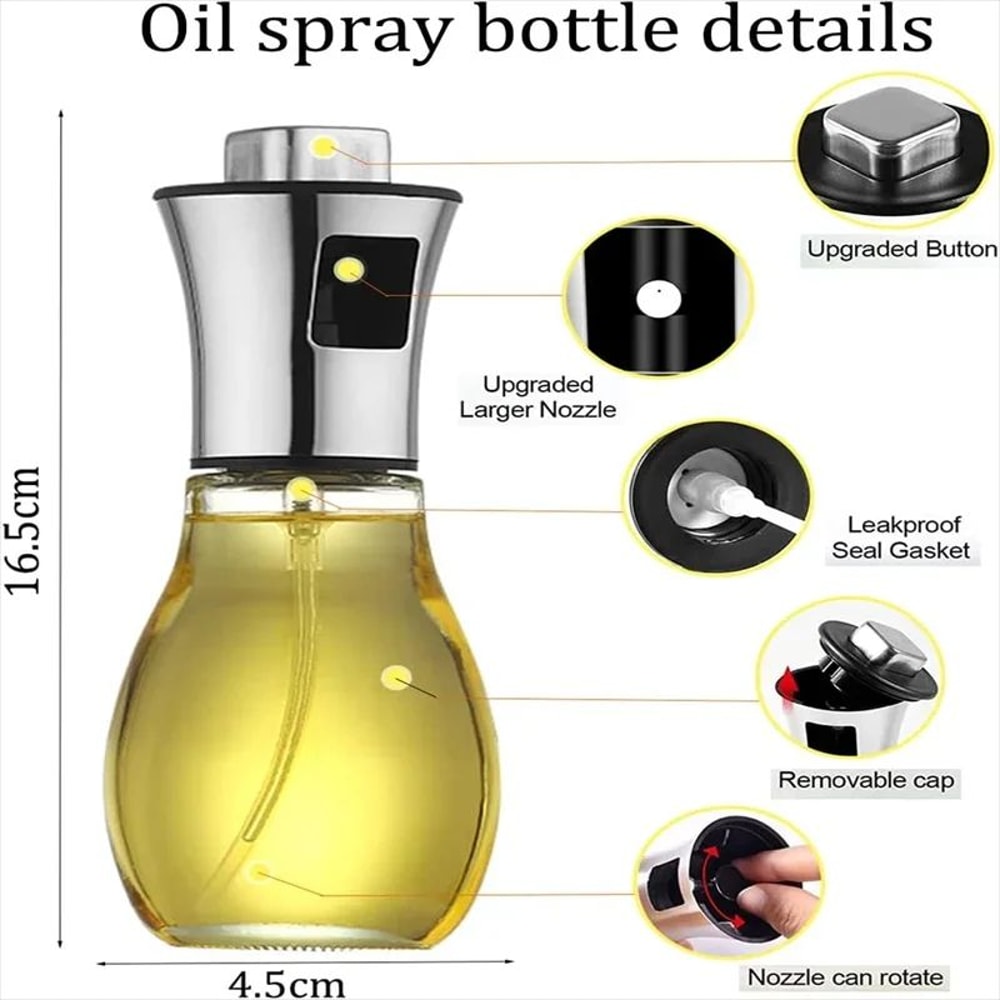 Stainless Steel Oil Sprayer For Cooking 200ml With Funnel Refillable Olive Oil Sprayer For Air Fry 1