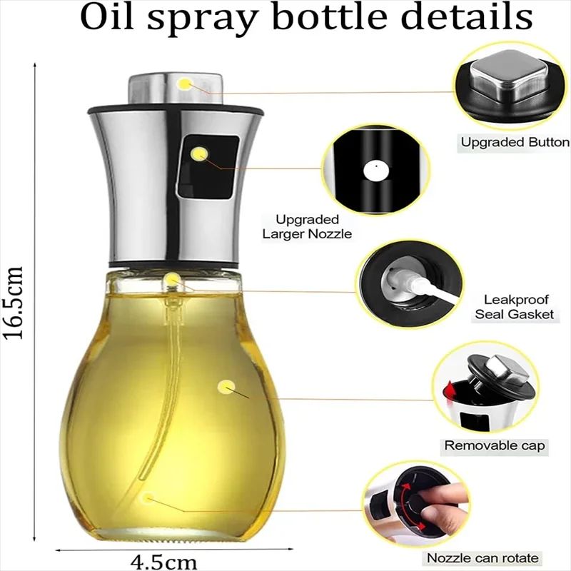 Stainless Steel Oil Sprayer For Cooking 200ml With Funnel Refillable Olive Oil Sprayer For Air Fry 1