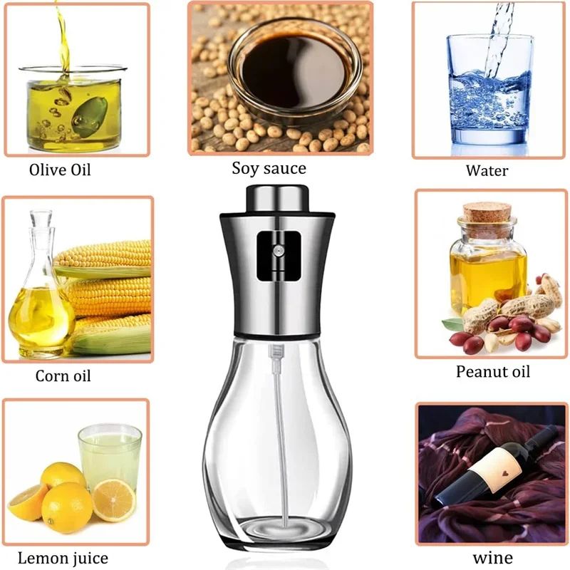 Stainless Steel Oil Sprayer For Cooking 200ml With Funnel Refillable Olive Oil Sprayer For Air Fry 2