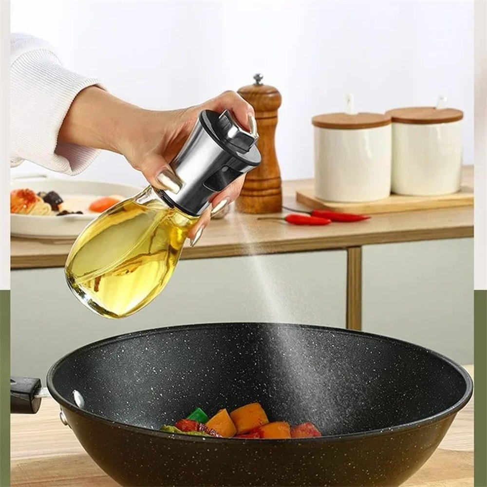 Stainless Steel Oil Sprayer For Cooking 200ml With Funnel Refillable Olive Oil Sprayer For Air Fry 3