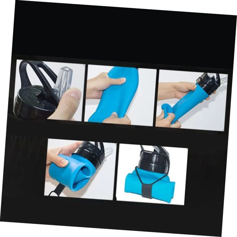 600ml Foldable Silicone Water Bottle LeakProof Lightweight Collapsible Water Bottle For Hiking Cam 3