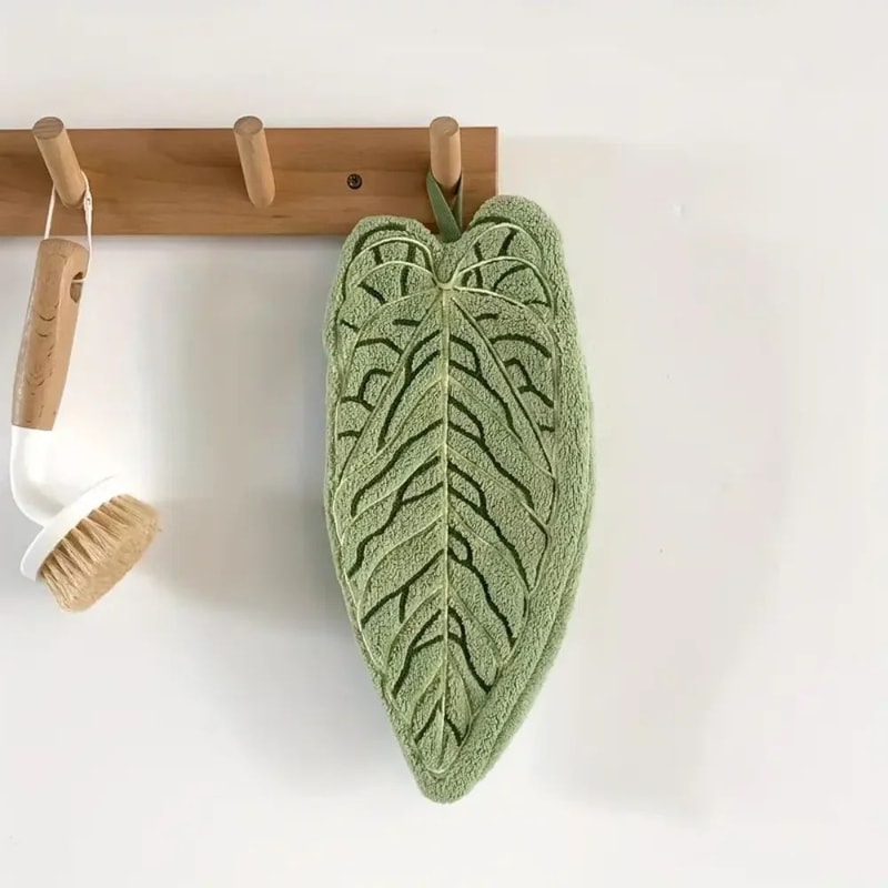 Tropical Leaf Coral Velvet Dish Towel Super Absorbent QuickDry Kitchen Bathroom Cloth 5