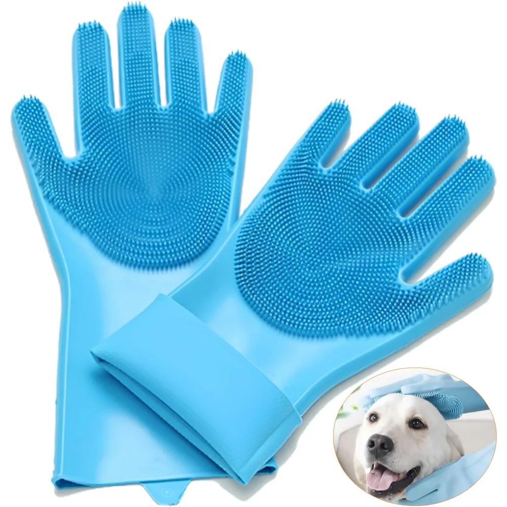 2in1 HeatResistant Silicone Cleaning Gloves With BuiltIn Scrubber Teeth 0