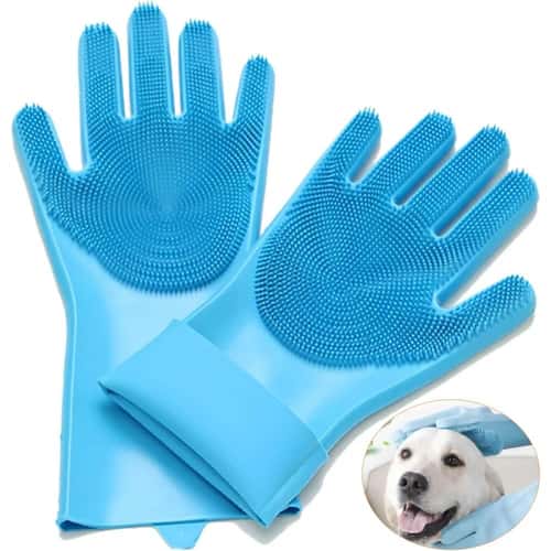 2-in-1 Heat-Resistant Silicone Cleaning Gloves with Built-In Scrubber Teeth