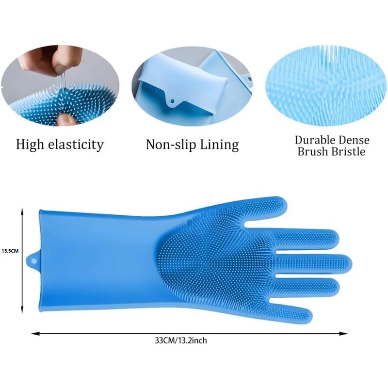 2in1 HeatResistant Silicone Cleaning Gloves With BuiltIn Scrubber Teeth 1