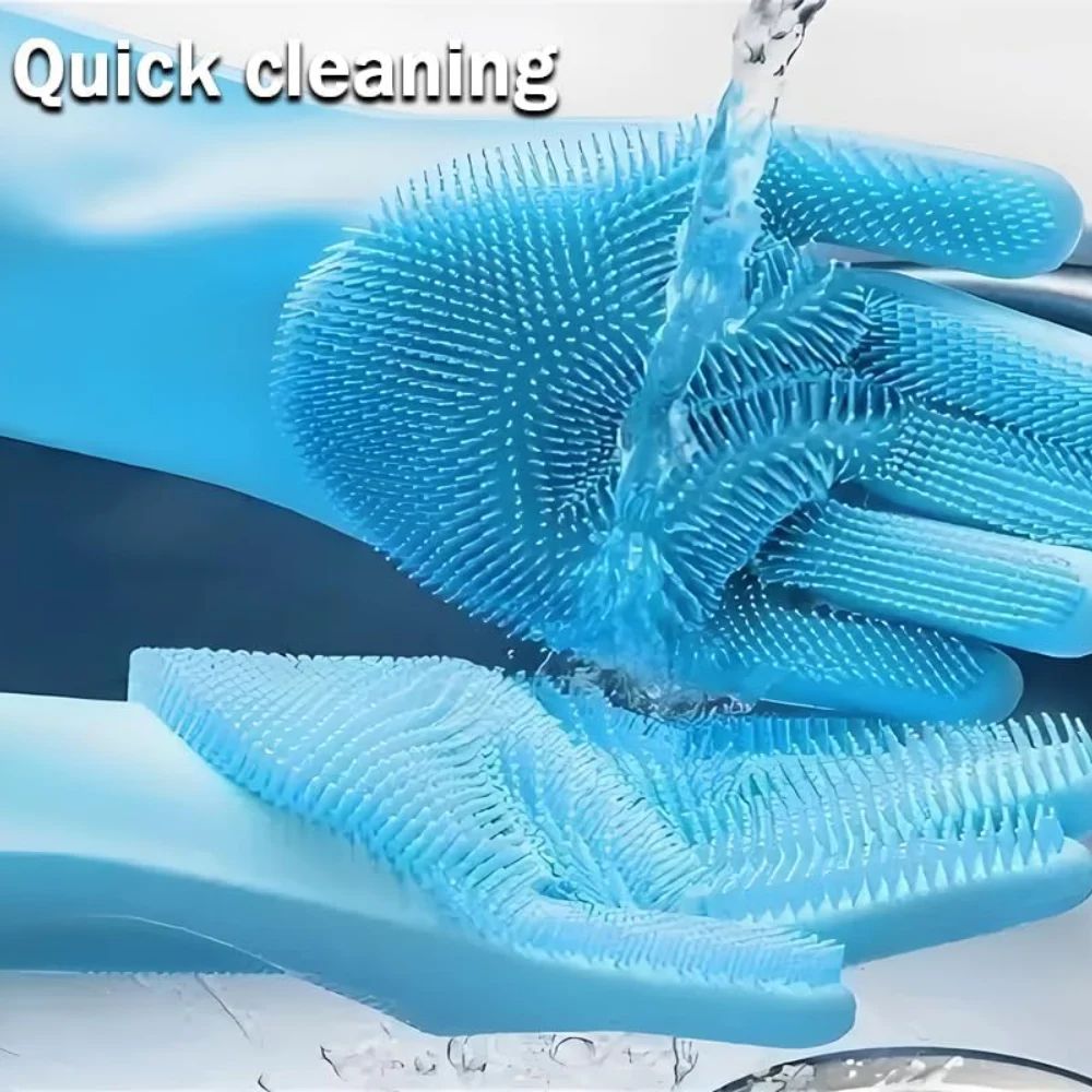 2in1 HeatResistant Silicone Cleaning Gloves With BuiltIn Scrubber Teeth 2