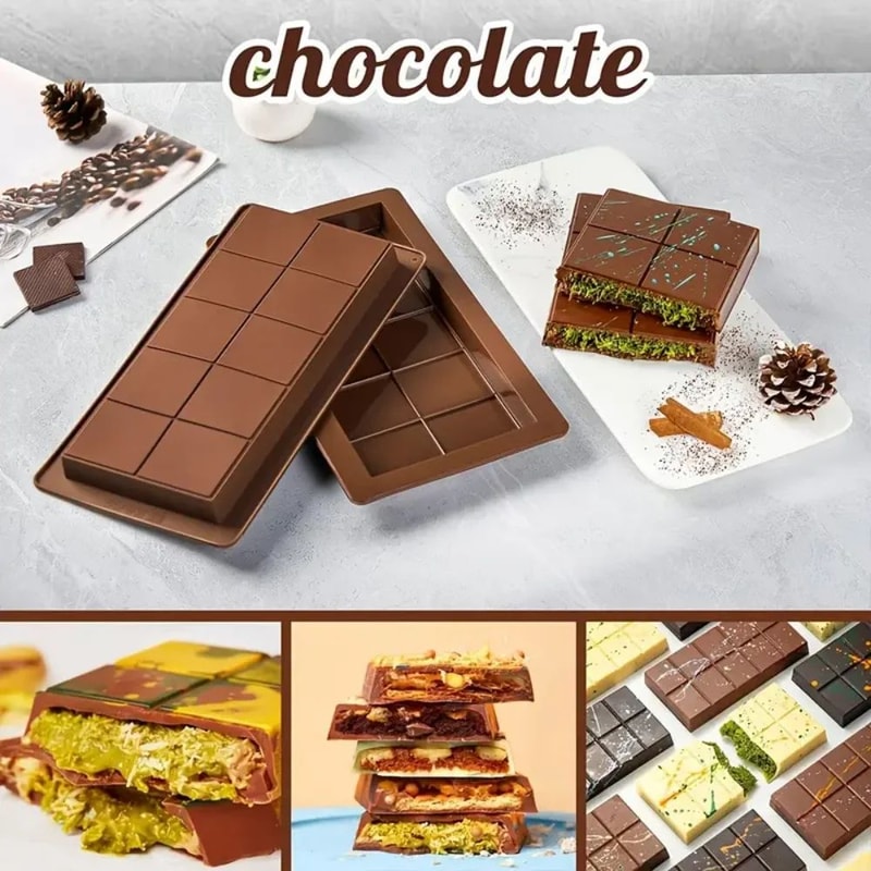 Dubai Chocolate Bar Mold Deep Silicone Chocolate Bar Mold For Thick Stuffed Filled Bars 4