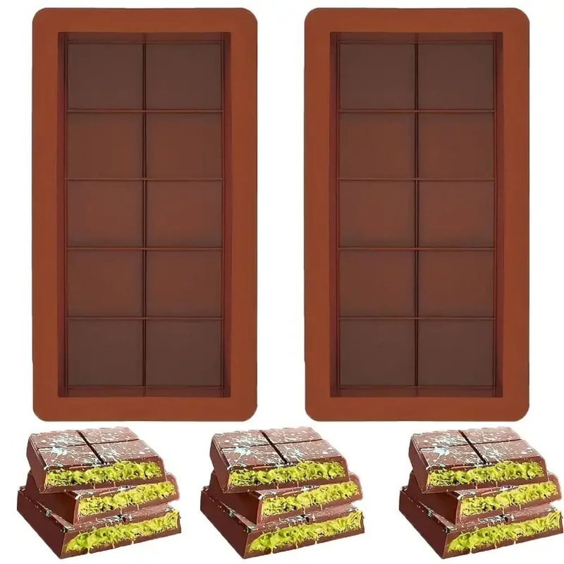 Dubai Chocolate Bar Mold Deep Silicone Chocolate Bar Mold For Thick Stuffed Filled Bars 7