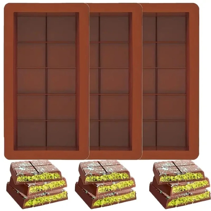 Dubai Chocolate Bar Mold Deep Silicone Chocolate Bar Mold For Thick Stuffed Filled Bars 8