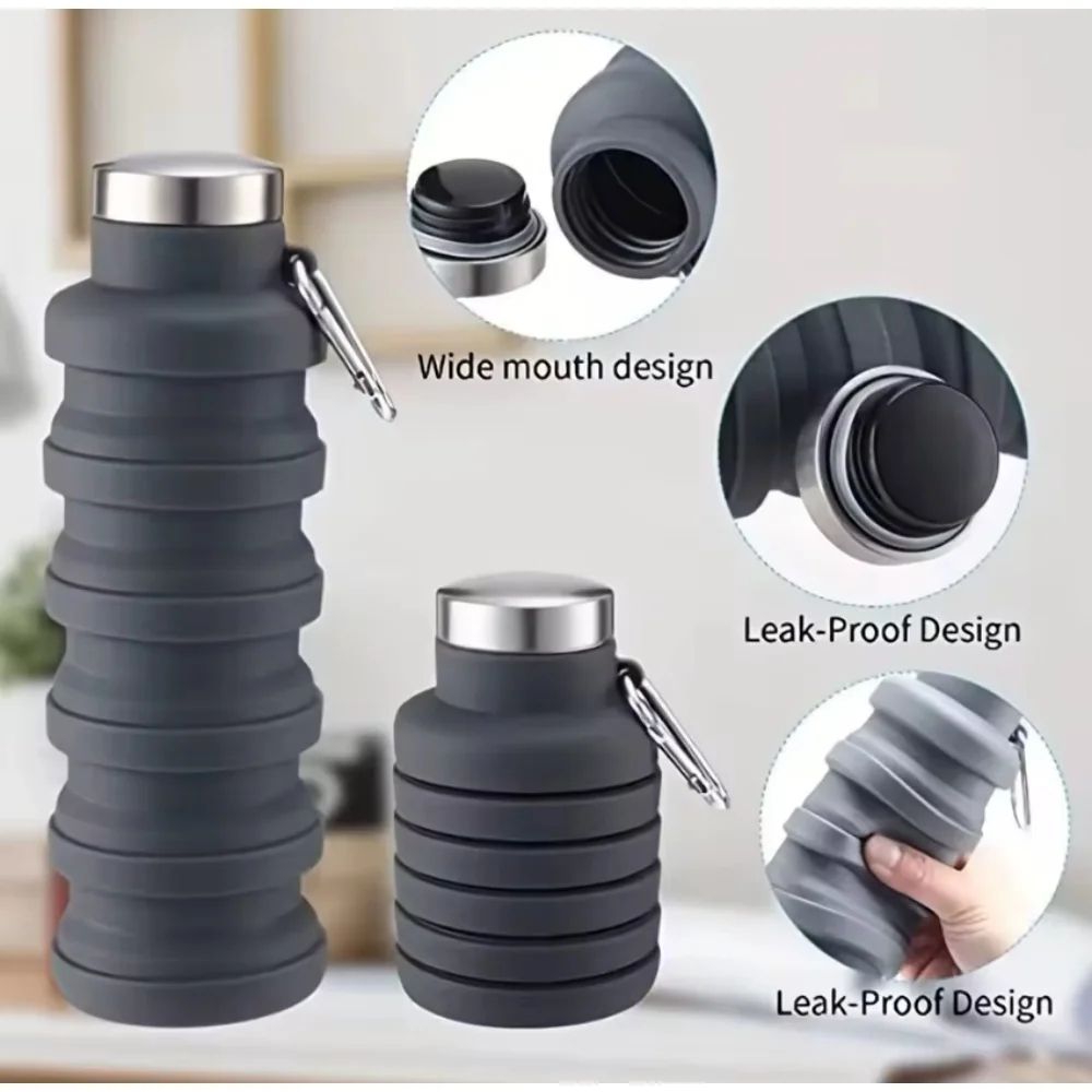 Collapsible Silicone Water Bottle BPAFree Foldable Travel Bottle For Hiking Everyday Hydration 4