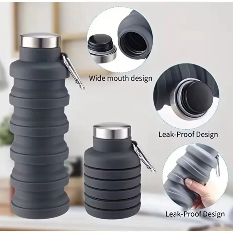 Collapsible Silicone Water Bottle BPAFree Foldable Travel Bottle For Hiking Everyday Hydration 4