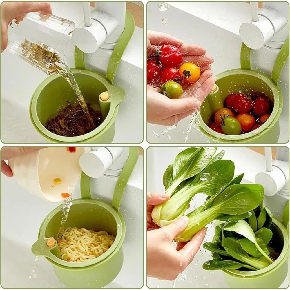 Sink Hanging Strainer Basket With Openable Bottom NoDrill Kitchen Sink Drain Filter Food Waste Cat 4