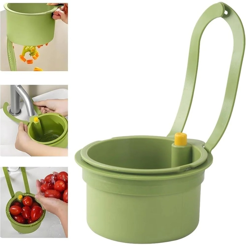 Sink Hanging Strainer Basket With Openable Bottom NoDrill Kitchen Sink Drain Filter Food Waste Cat 5