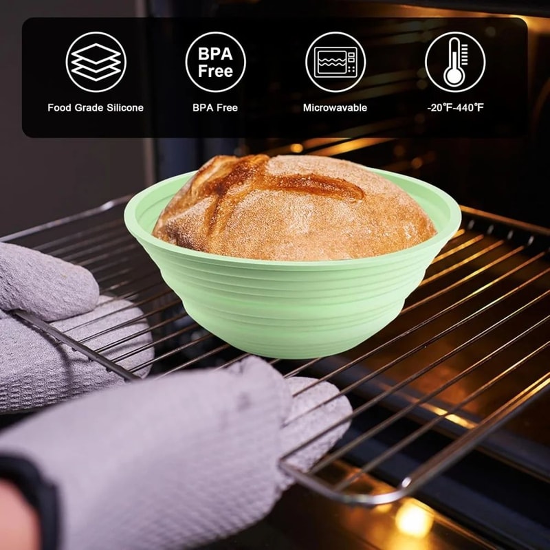 Silicone Collapsible Bread Proofing Basket For Sourdough Oval Dough Fermentation Baking Bowl 2