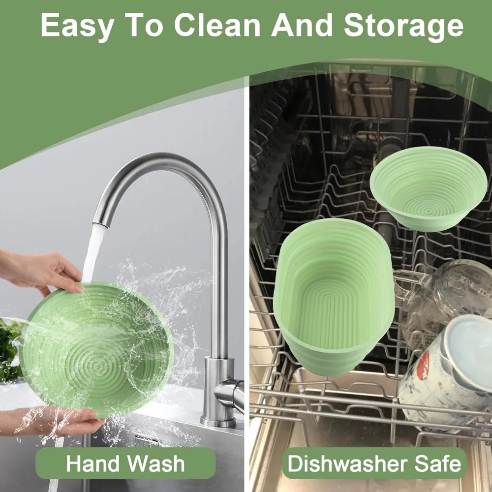 Silicone Collapsible Bread Proofing Basket For Sourdough Oval Dough Fermentation Baking Bowl 4