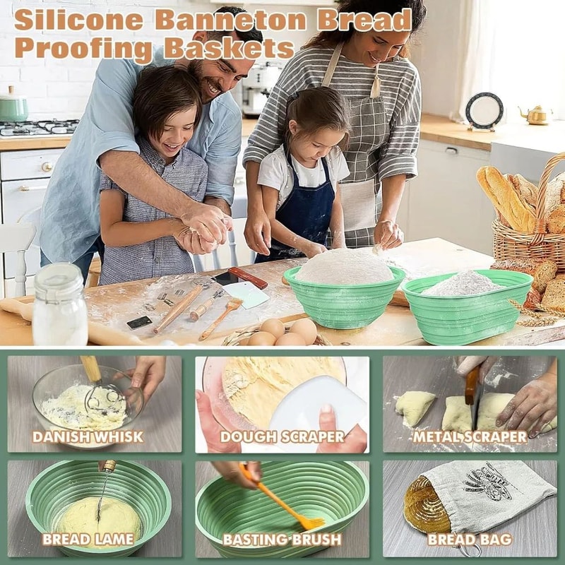 Silicone Collapsible Bread Proofing Basket For Sourdough Oval Dough Fermentation Baking Bowl 5