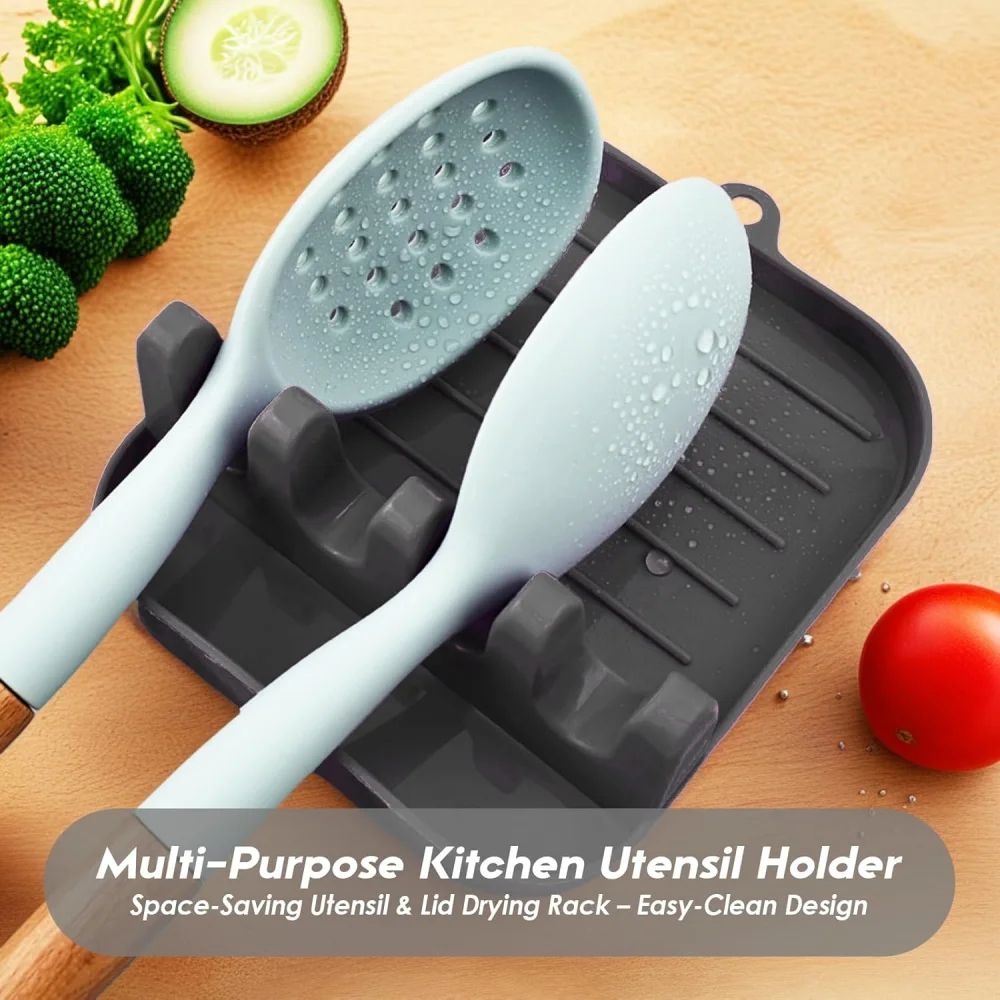 MultiFunction Spoon Rest Pot Lid Holder Countertop Kitchen Utensil Organizer 5
