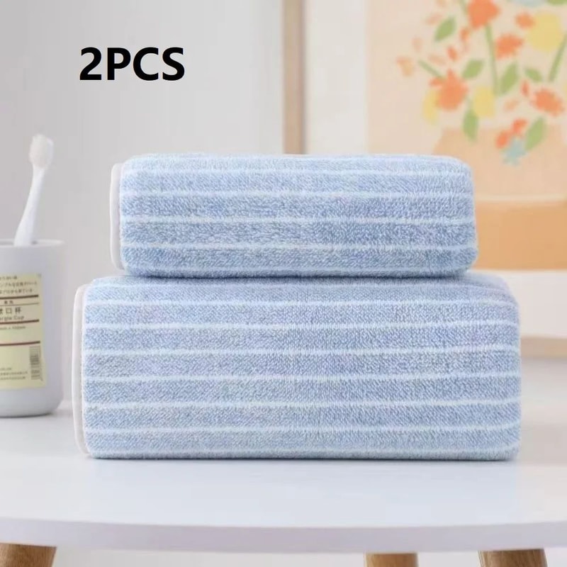 QuickDry Striped Bath Towel Ultra Absorbent Bathroom Spa Towel For Home Hotel And Salon 8