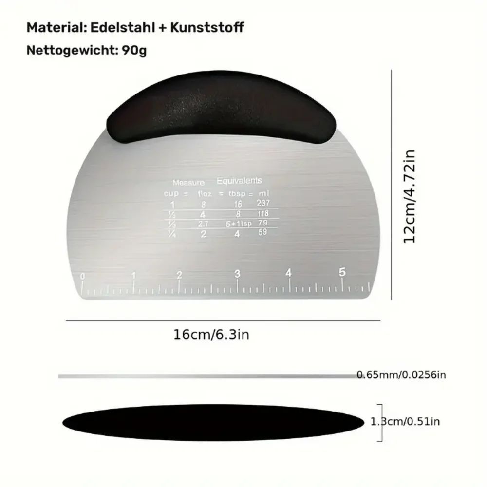Stainless Steel Bench Scraper Pastry Cutter With Measuring Scale Precision Dough Baking Tool 1