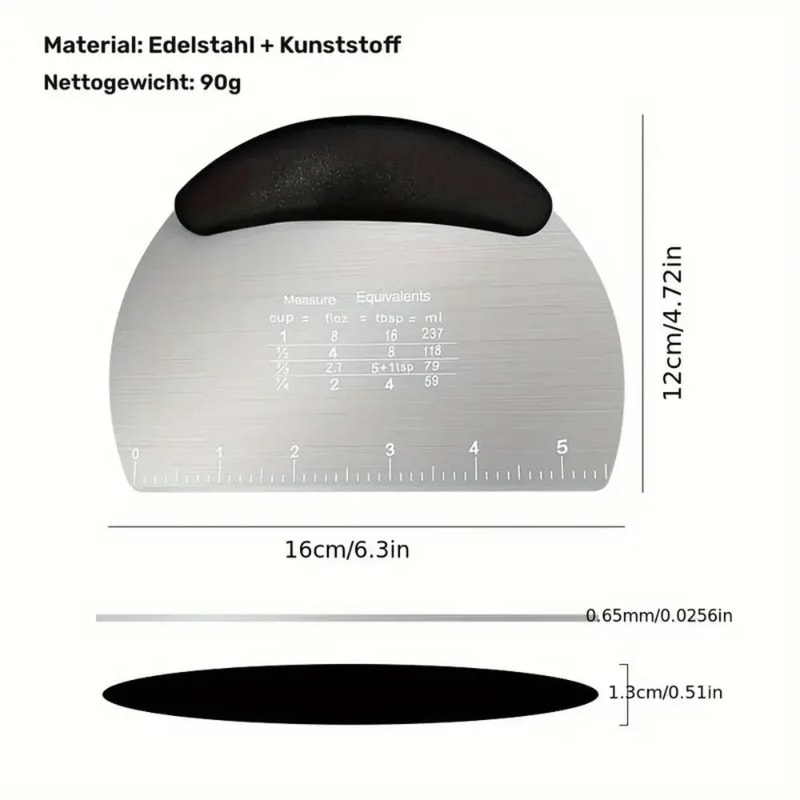 Stainless Steel Bench Scraper Pastry Cutter With Measuring Scale Precision Dough Baking Tool 1