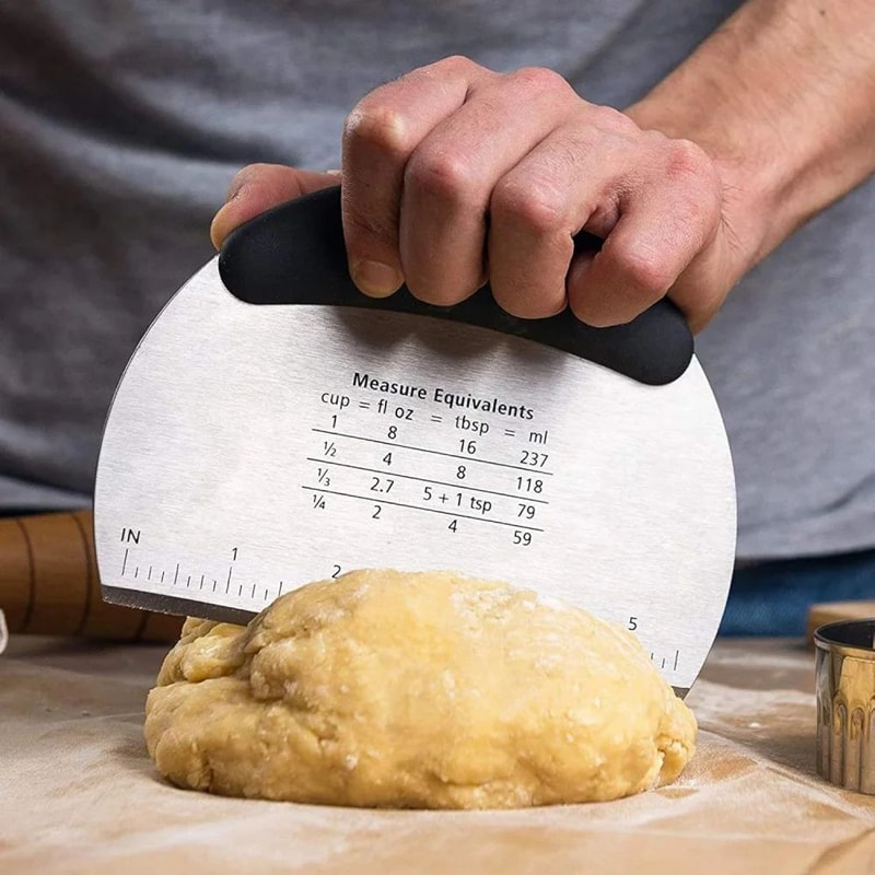 Stainless Steel Bench Scraper Pastry Cutter With Measuring Scale Precision Dough Baking Tool 4