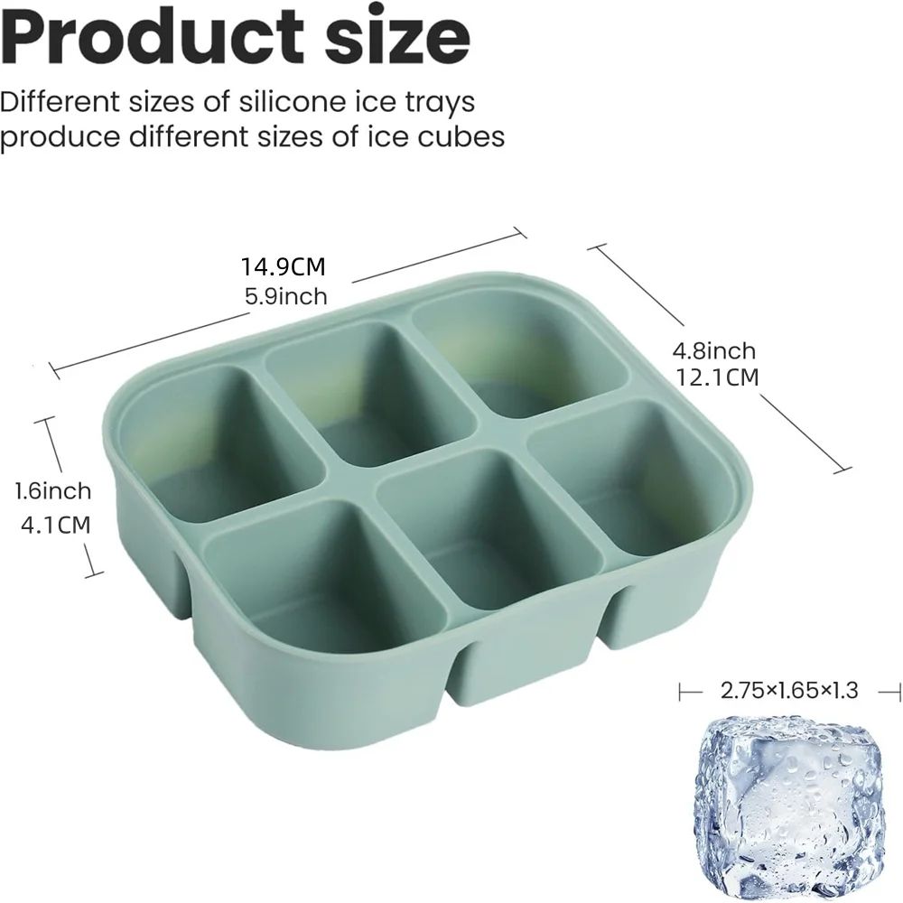 Stackable Large Silicone Ice Cube Tray With Lid EasyRelease Square Whiskey Ice Mold 1