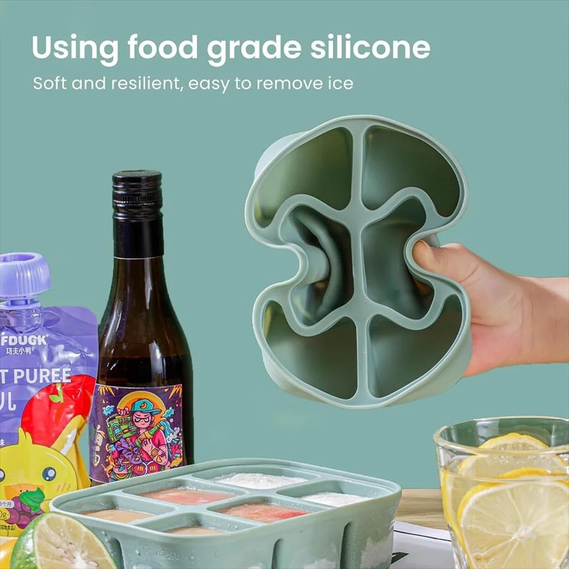 Stackable Large Silicone Ice Cube Tray With Lid EasyRelease Square Whiskey Ice Mold 2