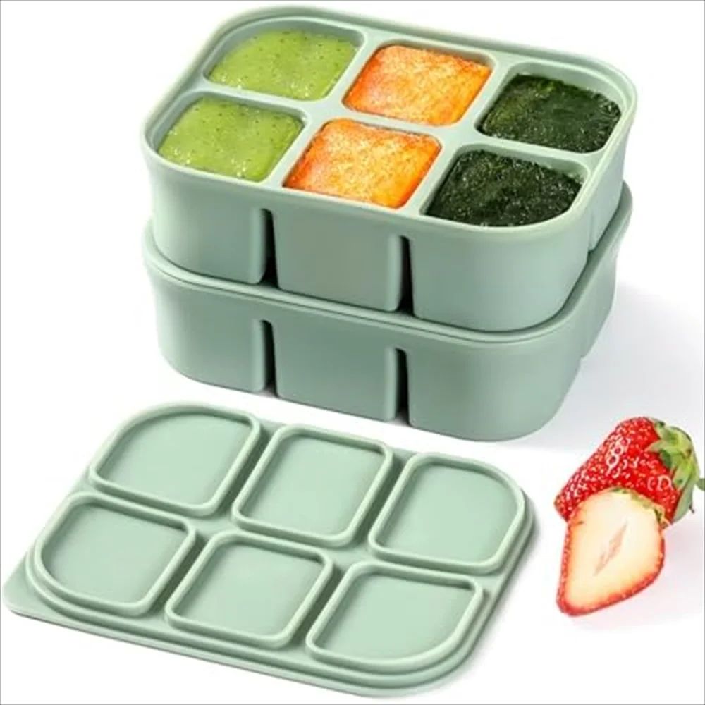 Stackable Large Silicone Ice Cube Tray With Lid EasyRelease Square Whiskey Ice Mold 6