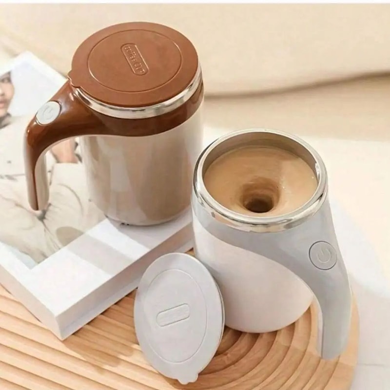 Stainless Steel SelfStirring Coffee Mug With Magnetic Mixer Rechargeable Travel Mixing Cup 2