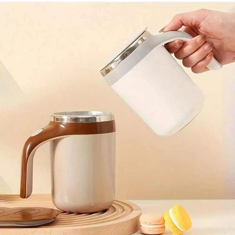 Stainless Steel SelfStirring Coffee Mug With Magnetic Mixer Rechargeable Travel Mixing Cup 4